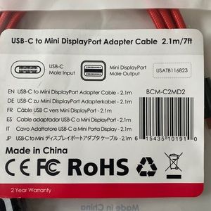 USB-C to mini display port adapter cable 2.1m / 7feet
